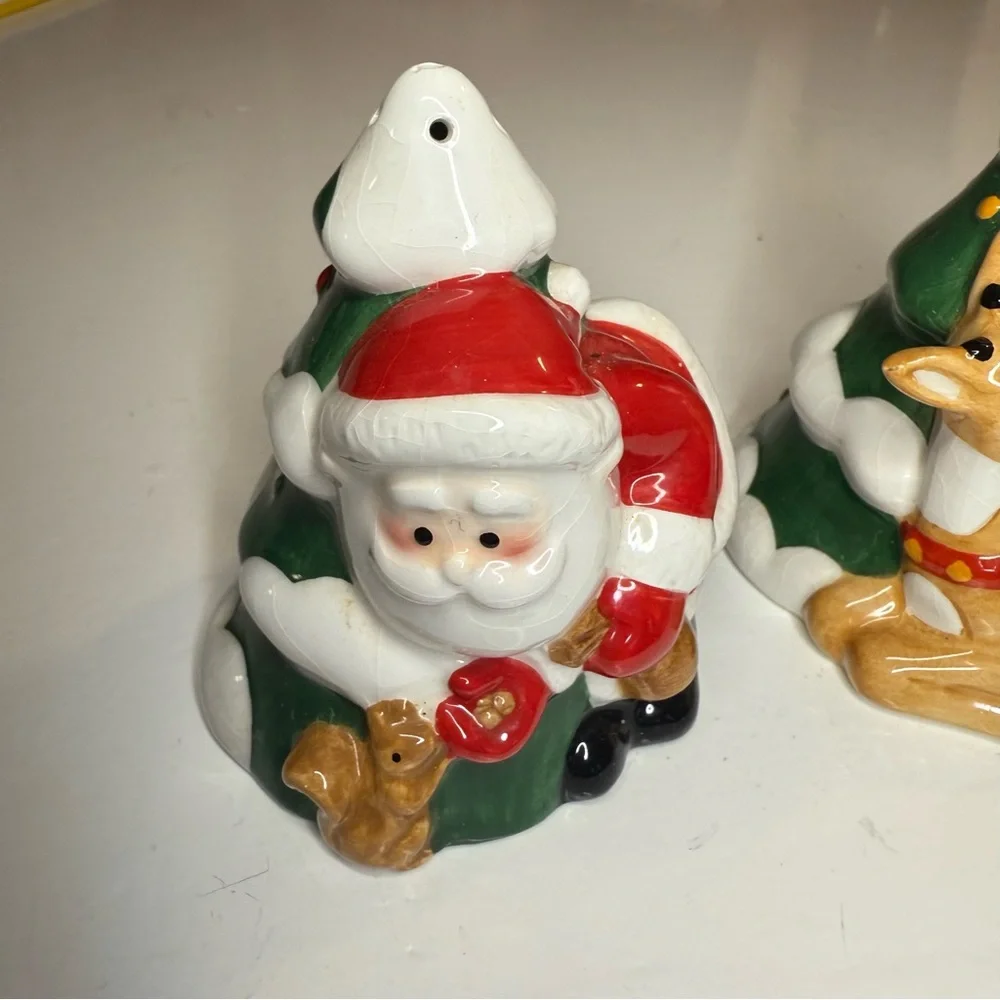LENOX Rudolph The Red Nosed Nose Reindeer/Santa Claus Salt & Pepper Shakers 2002 - Picture 5 of 8